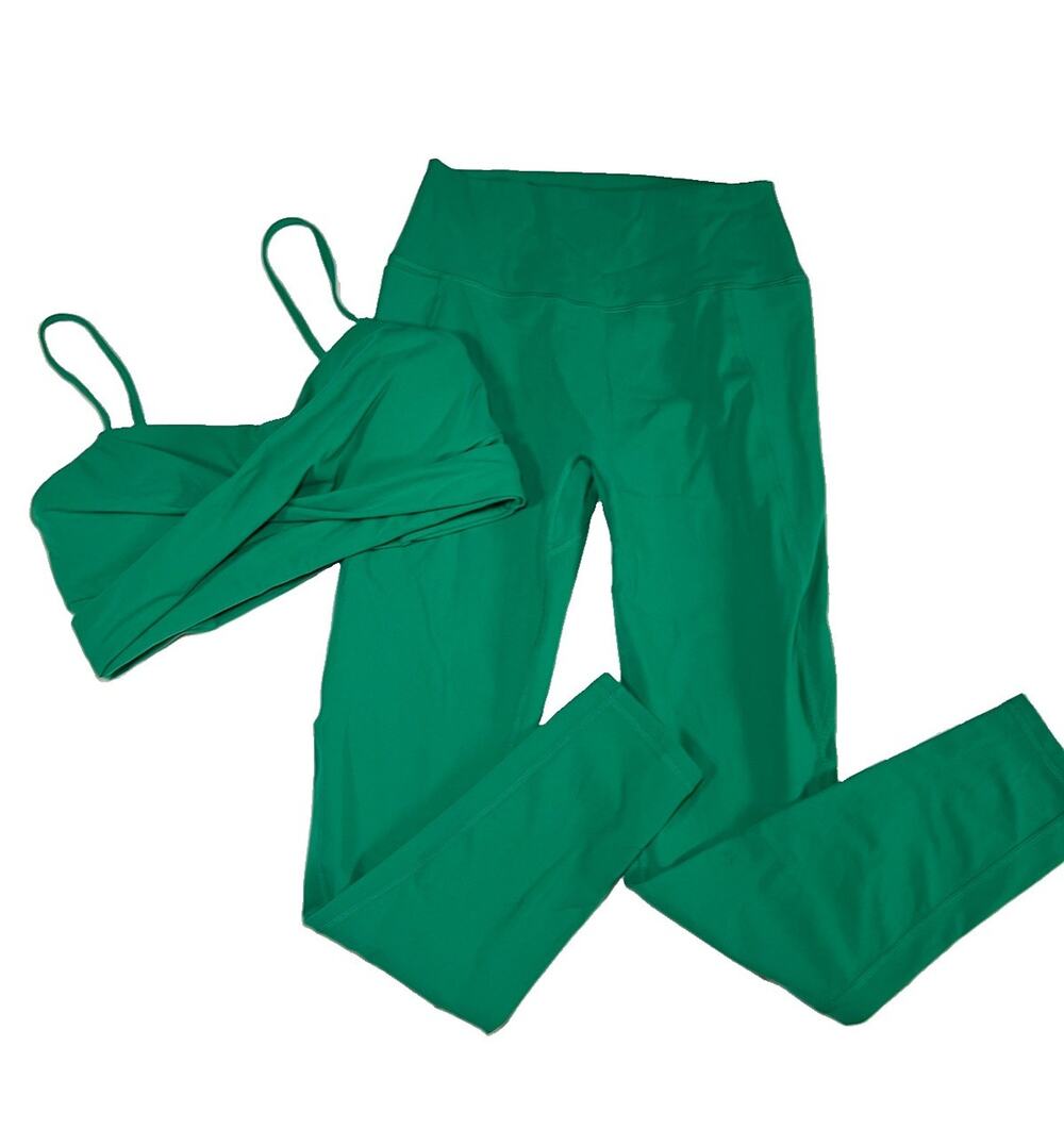 Buffbunny Collection Green Sports Bra Leggings Set Size L Activewear Yoga Gym